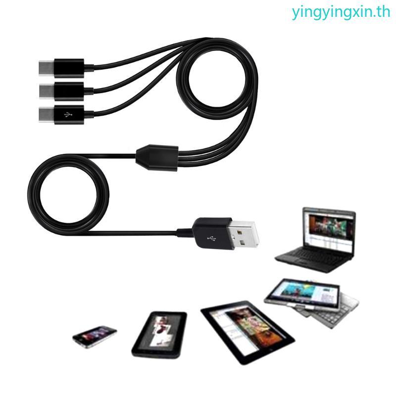 YIN USB 2 0 ประเภท A ชาย 3 ประเภท C ชาย Splitter Y Data Sync และชาร์จอะแดปเตอร์สาย 0 1 1 5m