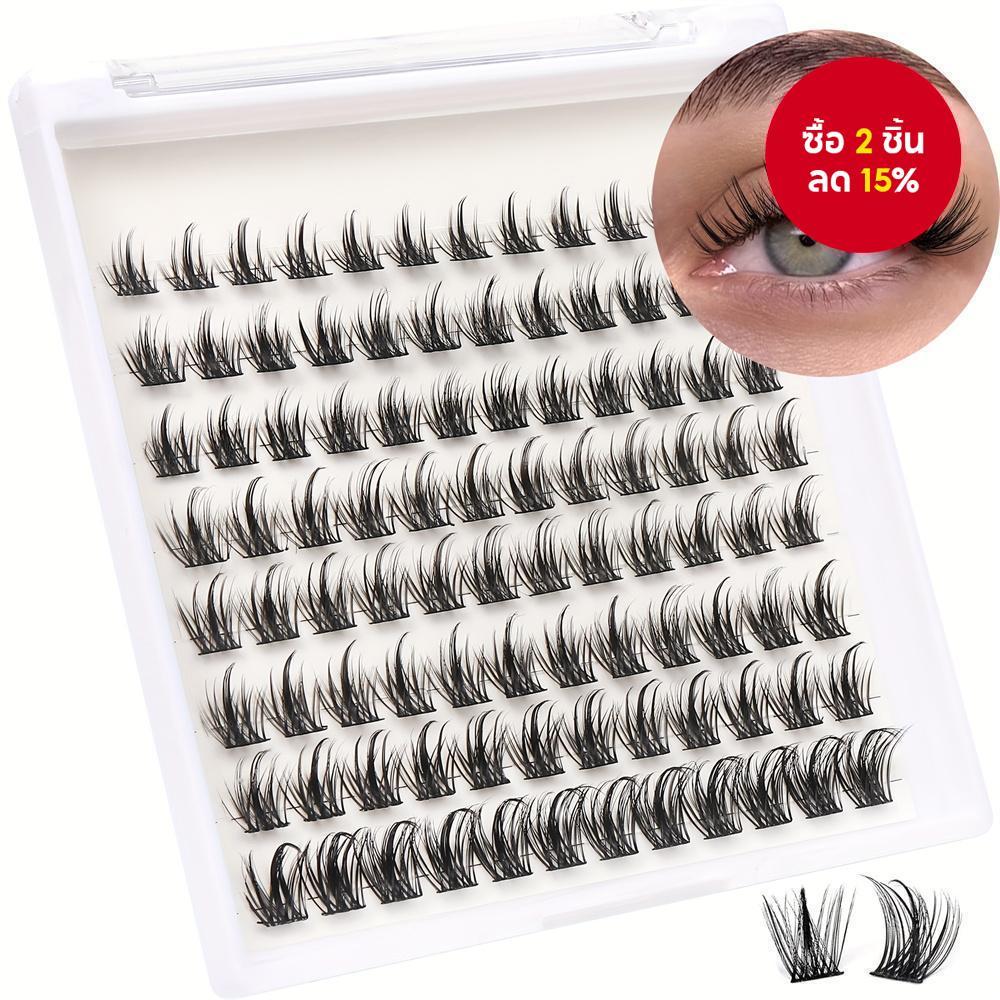 ขนตาส่วนบุคคลดูธรรมชาติ 96 Clusters, Fine Single Strands, ผสม C/D Curl DIY Extensions