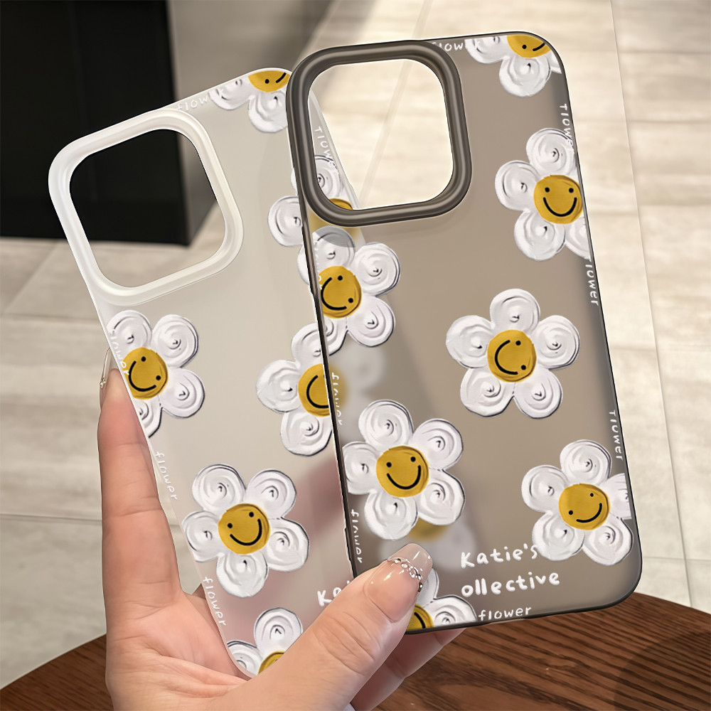 ส่งจากไทย เคสโทรศัพท์รุ่น15 ดอกไม้หน้ายิ้ม สดใส เคสด้านแบบใสนิ่ม For IPhone17 16 13 11 12 14 15ProMAX XR XSMAX 6/7/8PLUS