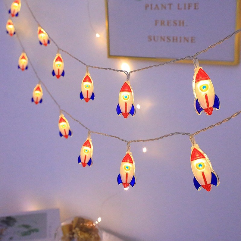 ไฟ LED ห้องนอนเด็ก Rocket Rainbow Unicorn Planet ไฟ Spaceman Light String เต็นท์โคมไฟตกแต่งของขวัญ 2