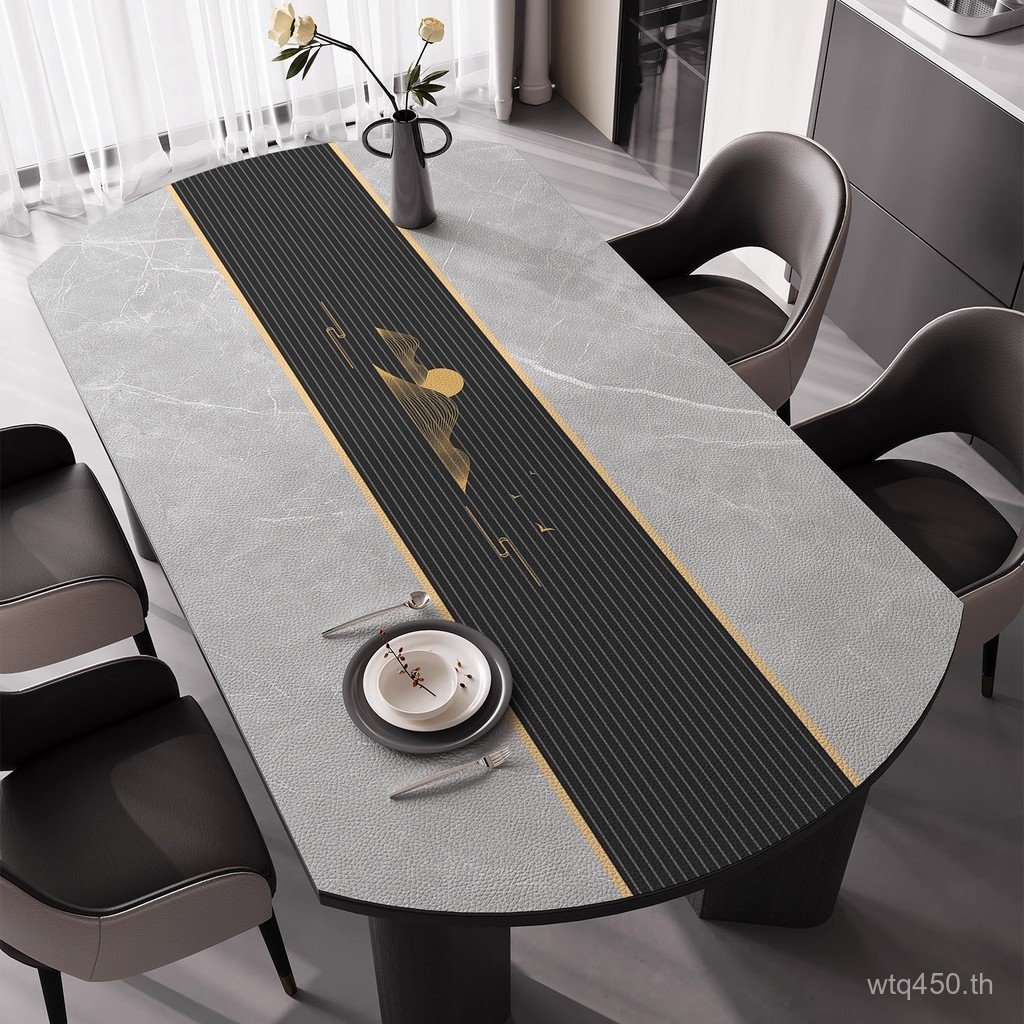 กันน้ําพับรูปไข่แผ่นป้องกันแสงหรูหราโต๊ะกลมสก์ท็อปล้างฟรีน้ํามันหลักฐานระดับไฮเอนด์ตารางเสื่อผ้าปูโต