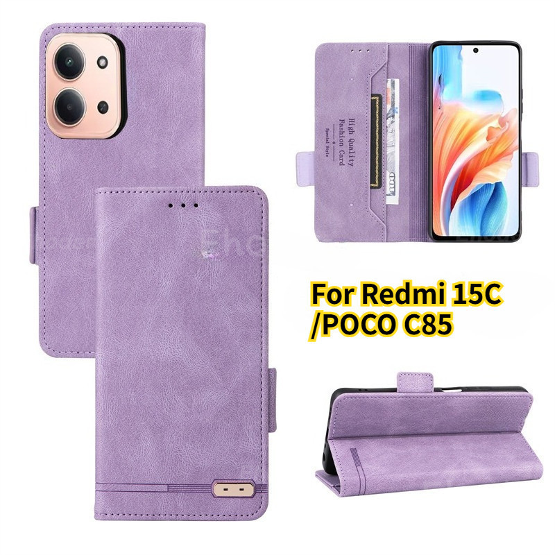 สําหรับRedmi 15C 4G POCOC85 5G 2025 เคสโทรศัพท์พลิกหรูหราหนังสําหรับRedmi15C 15 C Mi POCO C85 Slotกร