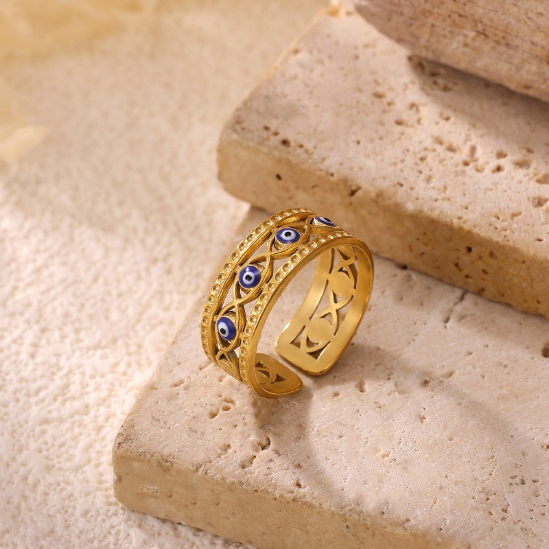 แหวนตาปีศาจ สแตนเลส 18K Gold-Plated ออกแบบคลาสสิก - รูปที่ 6