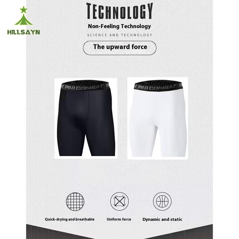 กางเกงขาสั้นรัดรูปสำหรับกีฬา สีดำและขาว ไซส์ S-5XL