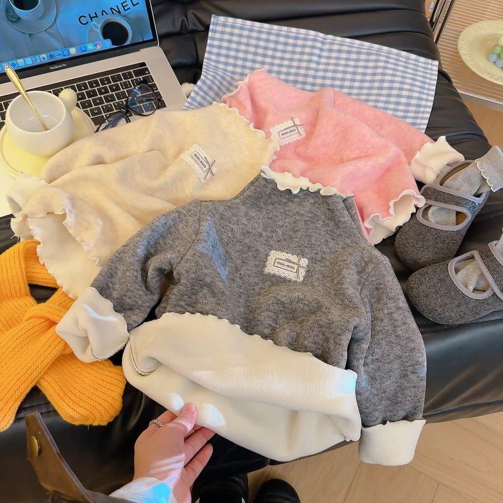 Koala Brushed Bottoming เสื้อลายอบอุ่นรอบคอดีไซน์สำหรับฤดูหนาว ขนาด 80-150 3TG1