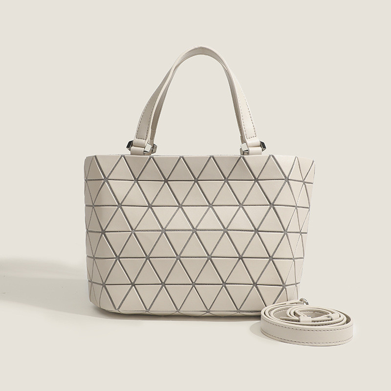 Rhombus Geometric Bag All-Match One-Shoulder แบบพกพา Cross-Body หญิงกระเป๋าขนาดใหญ่-ความจุ Frosted Crystal กระเป๋าแฟชั่นถัง