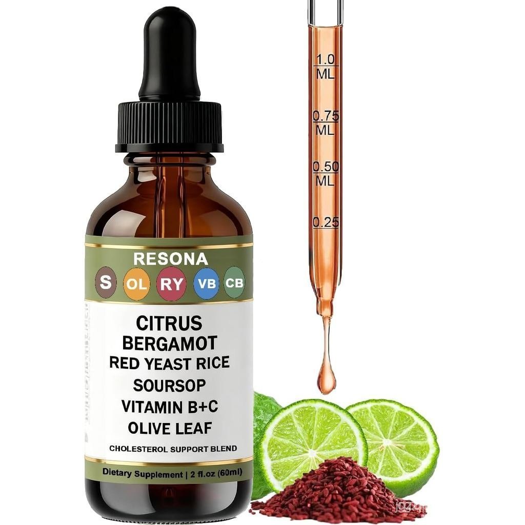ยาหยอดข้าวยีสต์แดง RESONA - Cholesterol Support Blend with Citrus, Bergamot, Red Yeast Rice, Soursop