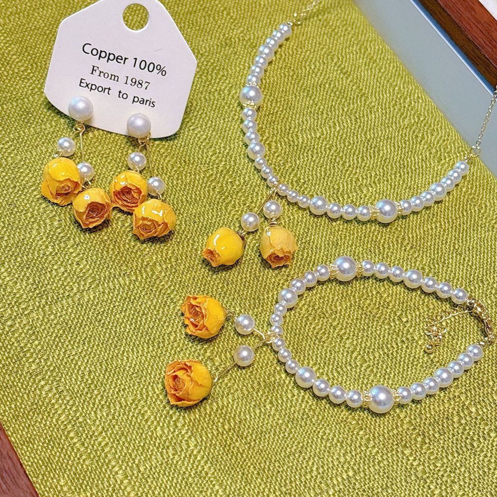 DUOYI Rose Pearl สร้อยข้อมือและสร้อยคอมุกดอกไม้ สำหรับผู้หญิง