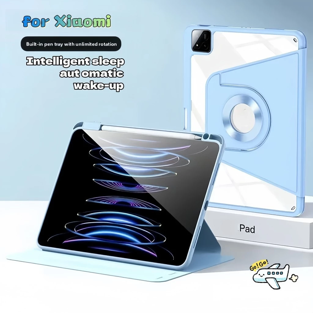 เคสหมุน 360° พร้อมช่องปากกา สำหรับ Redmi Pad 2/SE 11/Pro12.1 Mi Pad 6/7/8 Pro กันกระแทก