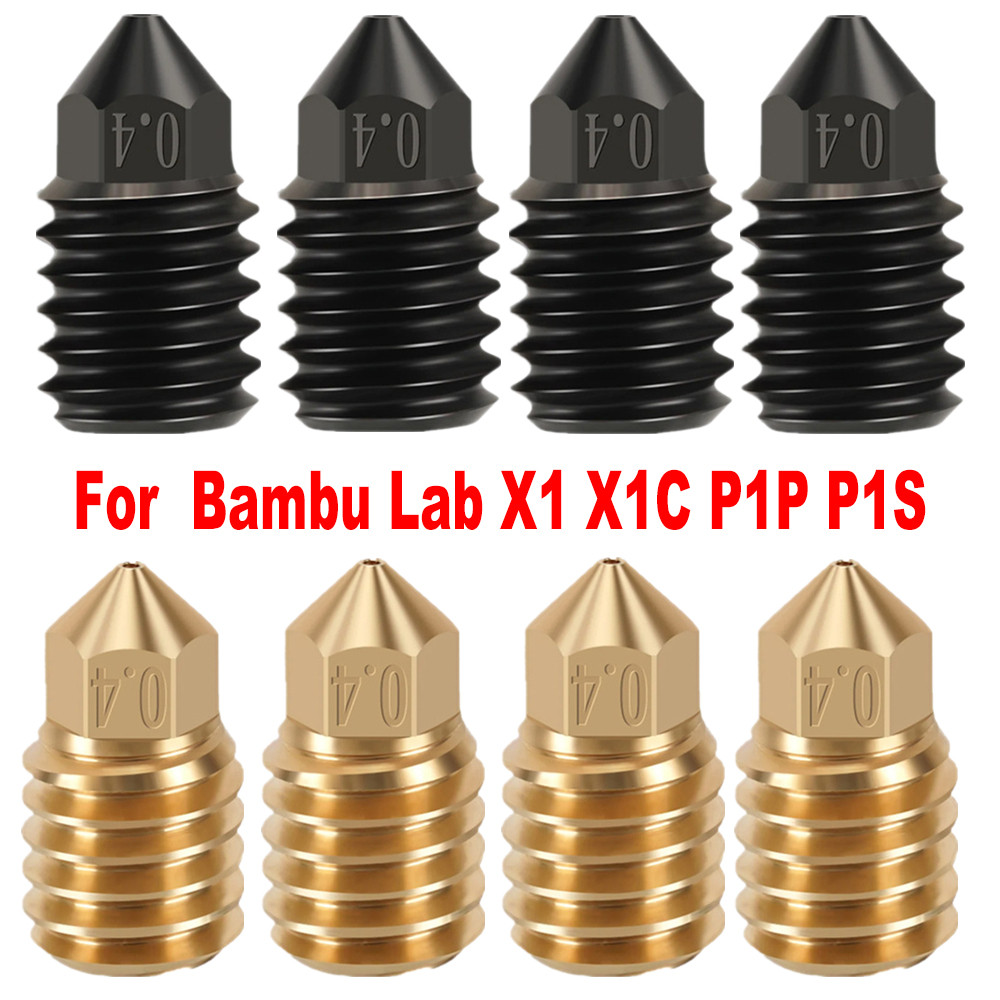 3Pcs 1.0-0.4mm Nozzles for Bambu Lab X1C X1 P1P P1S 3D Printer Hotend Parts Brass Hard Steel Nozzle 