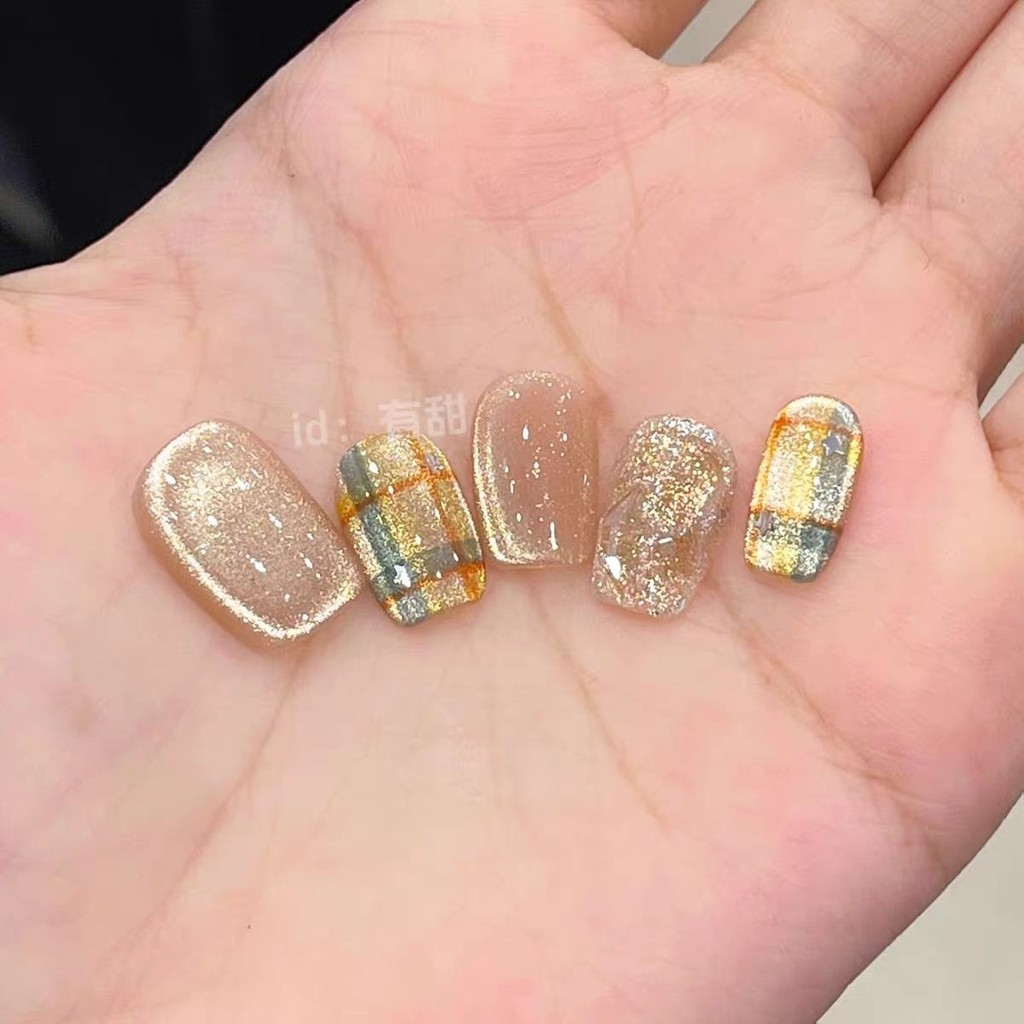 Star Smoothie Cats Eye มือวาดเพชรสวมใส่เล็บไวท์เทนนิ่งอารมณ์ Pure Handmade เล็บเล็บสติกเกอร์ Star Sm