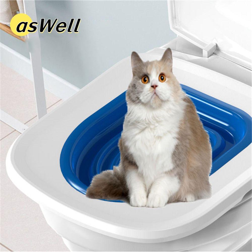 ASWELL Cat Toilet Training ถาดนํากลับมาใช้ใหม่ป้องกันการกระเด็นสามารถปรับได้ขนาดใหญ่