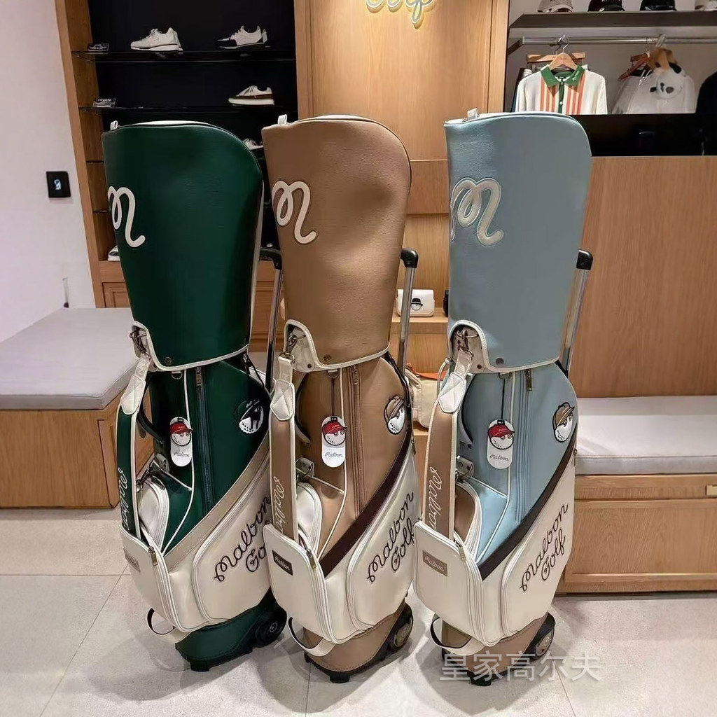 เกาหลีเกาหลี malbon GOLF กระเป๋า 2025 สไตล์ใหม่รถเข็น Pulley กระเป๋า GOLF Standard Club กระเป๋าผู้ชายผู้หญิงสไตล์