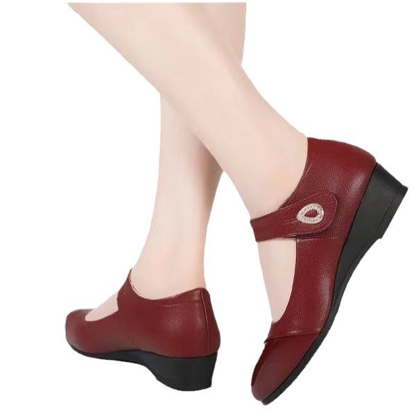 minxshoes รองเท้า minx รองเท้าชั้นเดียวส้นกลางแบบใหม่หนังนิ่มพื้นนิ่มสำหรับคุณแม่รองเท้าหนังผู้หญิงเ