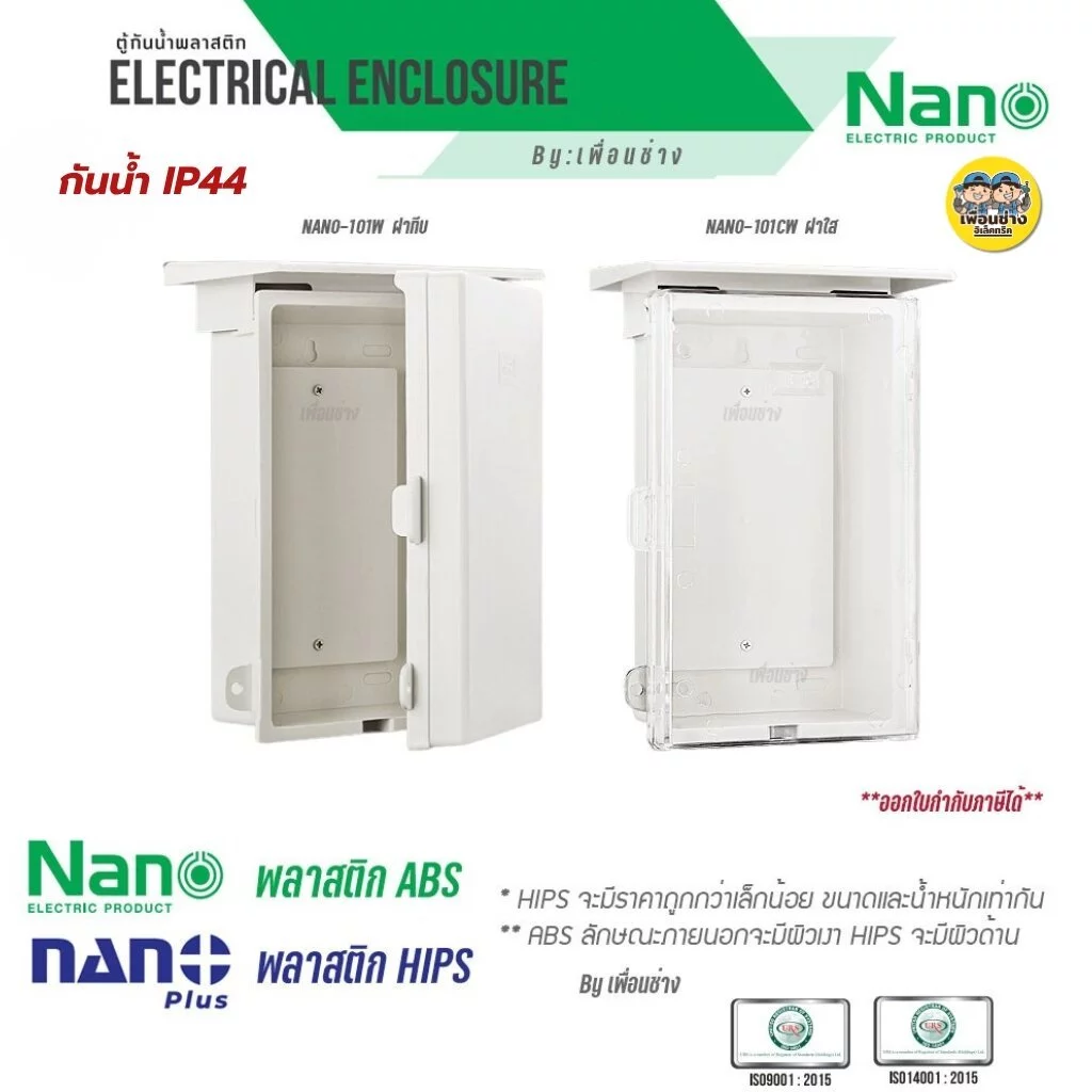 ตู้กันฝน ตู้กันน้ำ Nano สีขาวมีหลังคา ฝาทึบ101W และ ฝาใส 101CW
