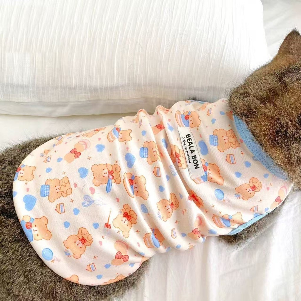 เยอรมันกํามะหยี่สัตว์เลี้ยงเสื้อกั๊กแขนกุดน่ารักบาง จุดต่ําสุด ฤดูใบไม้ผลิฤดูใบไม้ร่วงฤดูหนาว บิชอน ยอร์ค แมวเสื้อผ้าสุนัขป้องกันการห