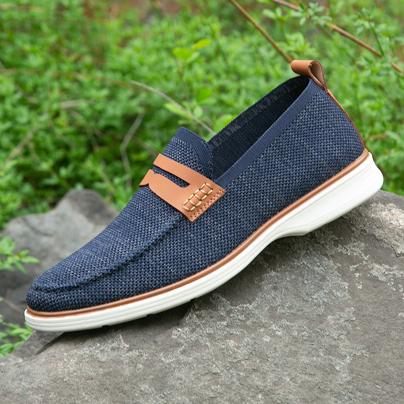 2025 หนังเย็บรองเท้าไม่มีส้นผู้ชาย PU Anti-Slip Slip-On ธุรกิจรองเท้าลําลอง Ou ขนาด 45 Breathable สบ