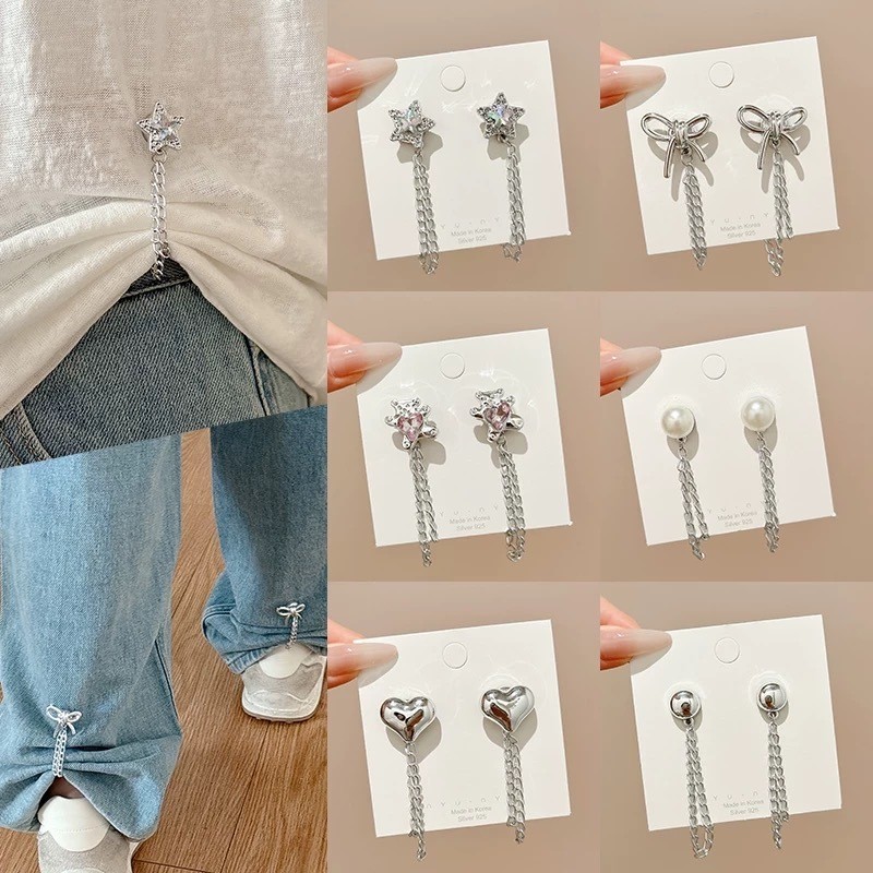 คลิปเข็มกลัดติดแขนเสื้อ คลิปขากางเกงสำหรับยึดขากางเกง ปุ่มหลวม - Rivet ห่วงโซ่ปรับได้สำหรับกางเกงยีนส์คาร์ดิแกน-Kri