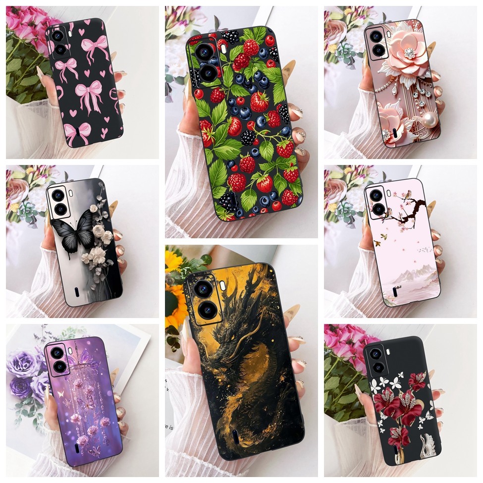 ฝาครอบ Tecno Pop 6 กรณีไม่มีลายนิ้วมือแมวน่ารักแฟชั่นผีเสื้อทาสีปลอก Tecno BE7