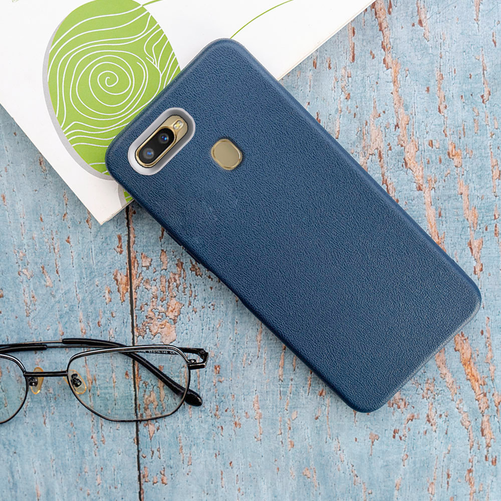 พรีเมี่ยมหนัง Faux สําหรับ OPPO F9 F9 Pro A7x CPH1823 1881 1825 PBBM00 T00 ยาง TPU ผิวที่เป็นมิตร To