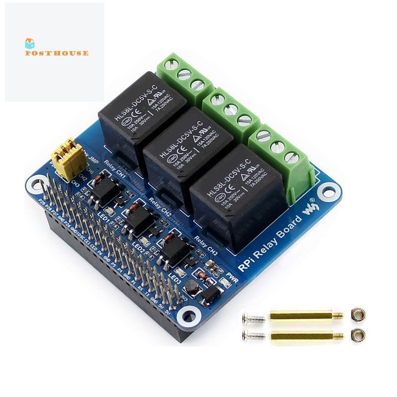 [posthouse] 5V 3-Channel Relay Module บอร์ดขยาย Breakout Shield HAT Kit สําหรับ RPI Zero 2 W WH 2W 3