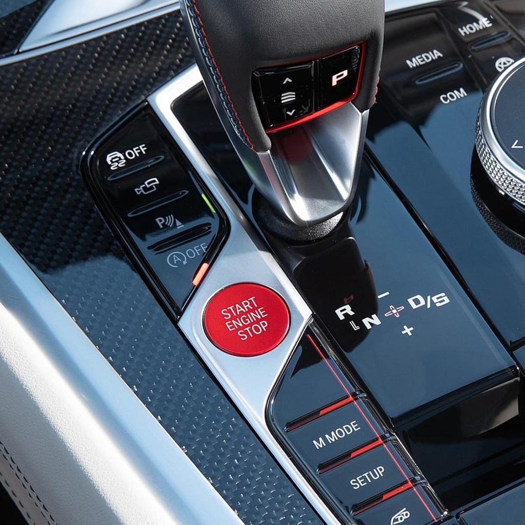 Jaronx Compatible with BMW Sports Red Start Stop Button 2018-2024, Engine Ignition Push Start Button