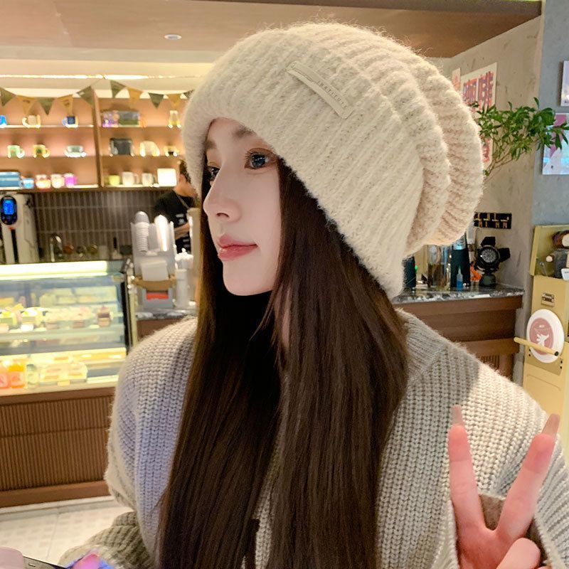 หมวกถักสำหรับฤดูใบไม้ร่วงและฤดูหนาว สไตล์ขี้เกียจ ปรับไซส์ได้ เหมาะกับทุกขนาดศีรษะ
