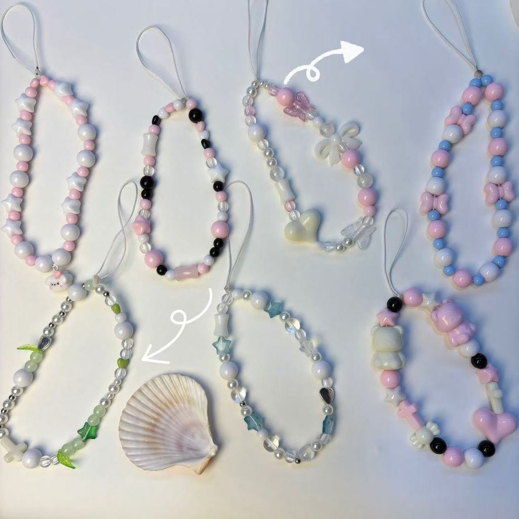 แนะนํา ins Niche ins Niche y2k เครื่องประดับน่ารักสาวหัวใจคริสตัลโทรศัพท์มือถือ Lanyard ตกแต่งโซ่ cc