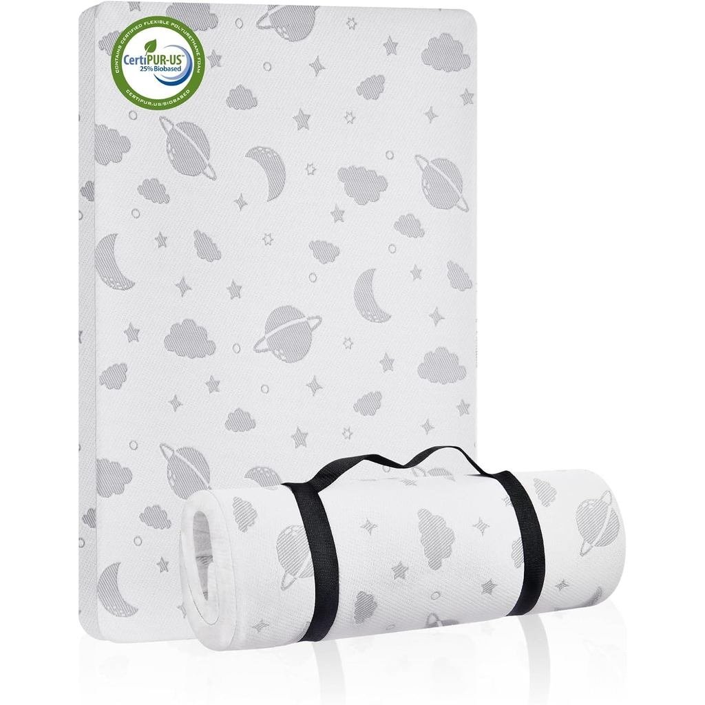 Lilian&Gema Pack และ Play ที่นอน 38"x26"x1.5" ที่นอนแบบพกพาสําหรับ Playpen, Pack N Play ที่นอน Toppe