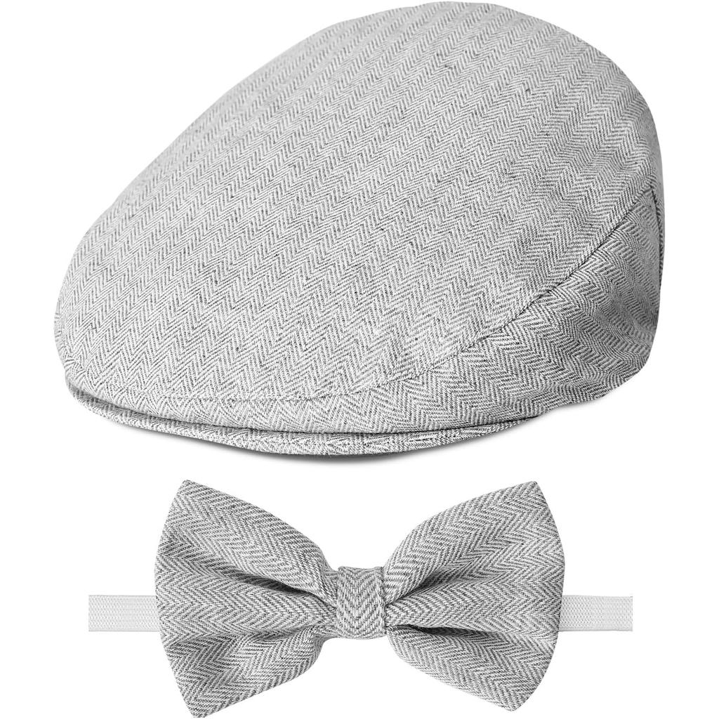 A&J DESIGN Baby Boy Driver Cap, Toddler 2pcs Newsboy Cap & Bow Tie （3 Months - 8 Years）