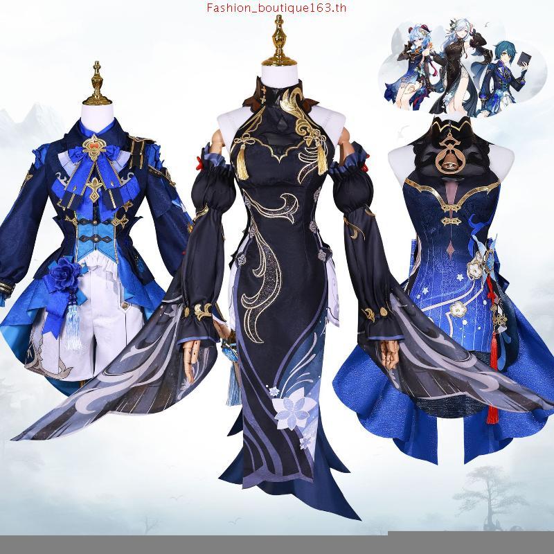 Genshin Impact Shenhe Gau Xingqiu cosplay Costume wig shoes เกม อะนิเมะ คอสเพลย์ ลมจีน เสื้อผ้าสตรี 