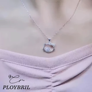 การ ์ ตูนสีชมพู Rhinestone Hello Kitty สร ้ อยคอสําหรับสาวนักเรียนแฟชั ่ น Clavicle Chain เครื ่ องประดับของขวัญ X023
