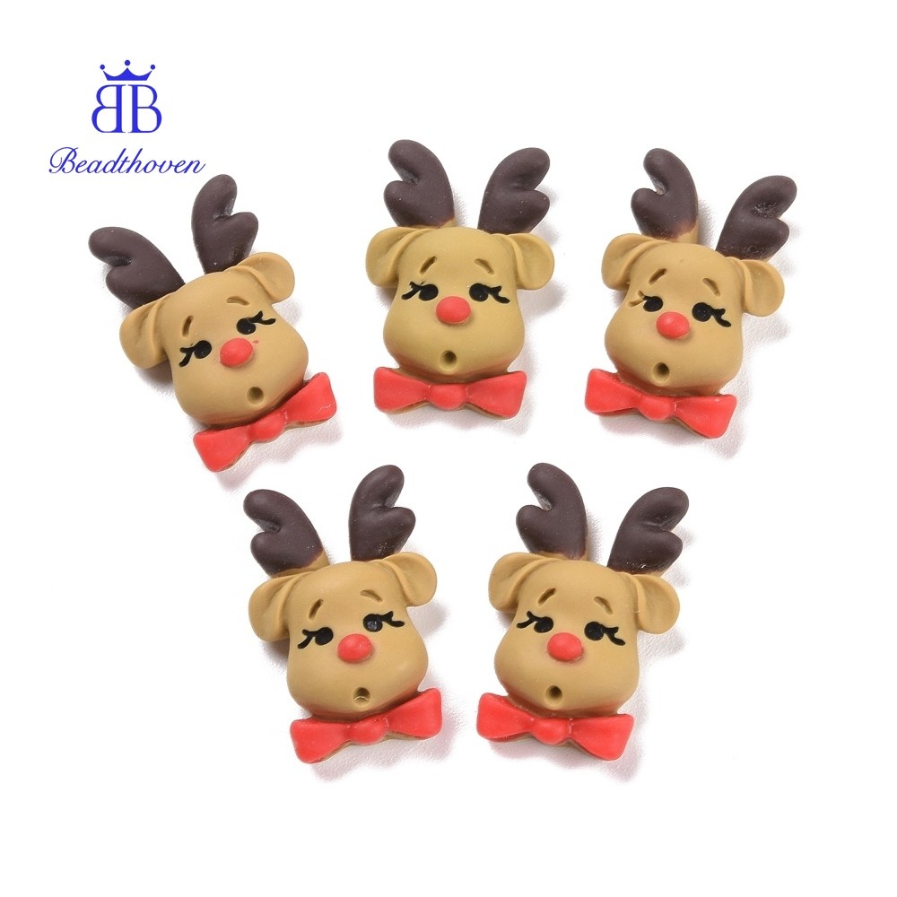 เรซิ่น Decoden Cabochons ธีมคริสต์มาส สัตว์ป่า ขนาด 23 x 15.5 x 8 มม. 50 พีซ