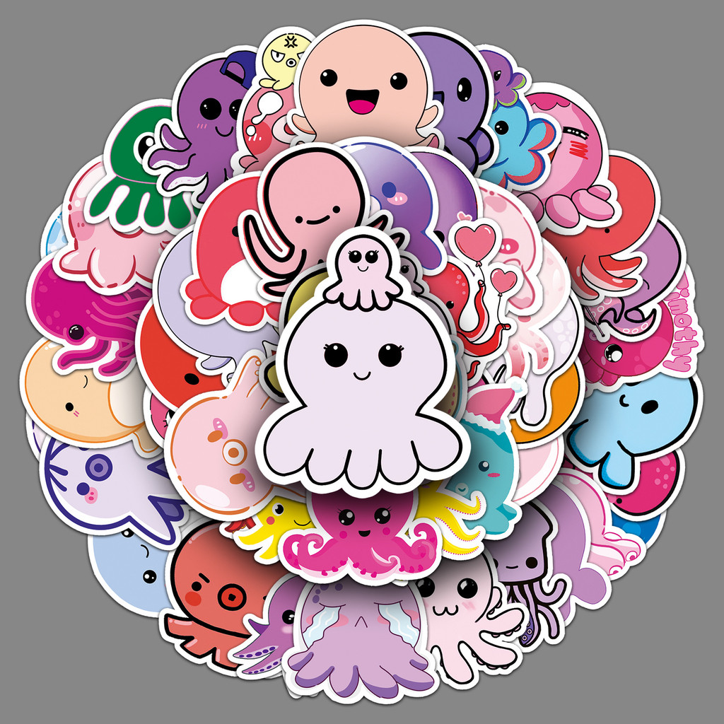 50 แผ่นการ์ตูน Octopus Graffiti การ์ตูนน่ารัก Sea Life Cuckoo Card DIY สเก็ตบอร์ดถ้วยน้ํากระเป๋าเดิน