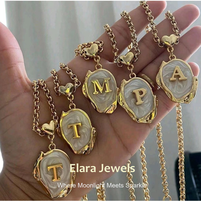 สร้อยคอและจี้เหล็กชุบทองไทเทเนียมแบบลายมือชื่อ ขนาด 18K และ 26 จดหมาย