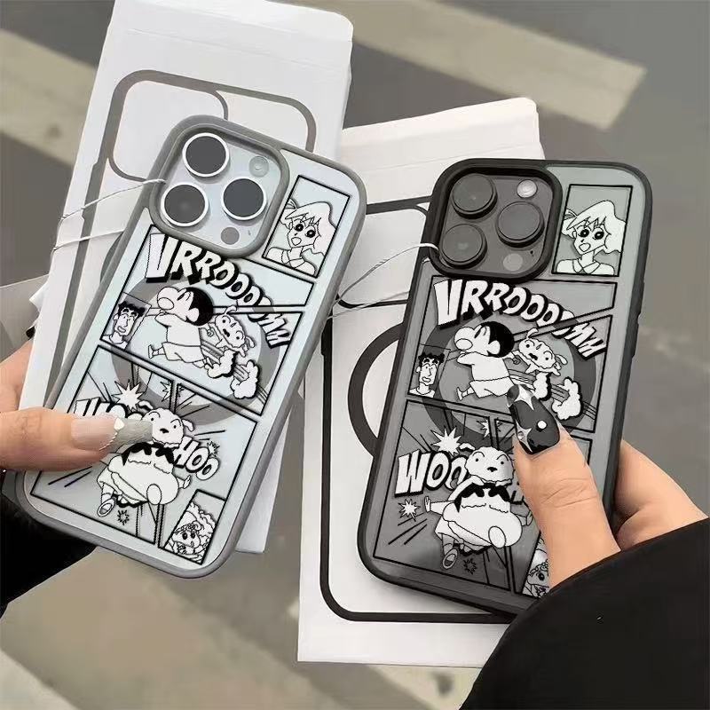 เคสโทรศัพท์ชินจังสุดน่ารัก เข้ากันได้กับ iPhone 17 Pro 16 15 Plus 14 13 Pro Max 12 11 เคสแม่เหล็กคุณภาพสูง ZTMSCX0263