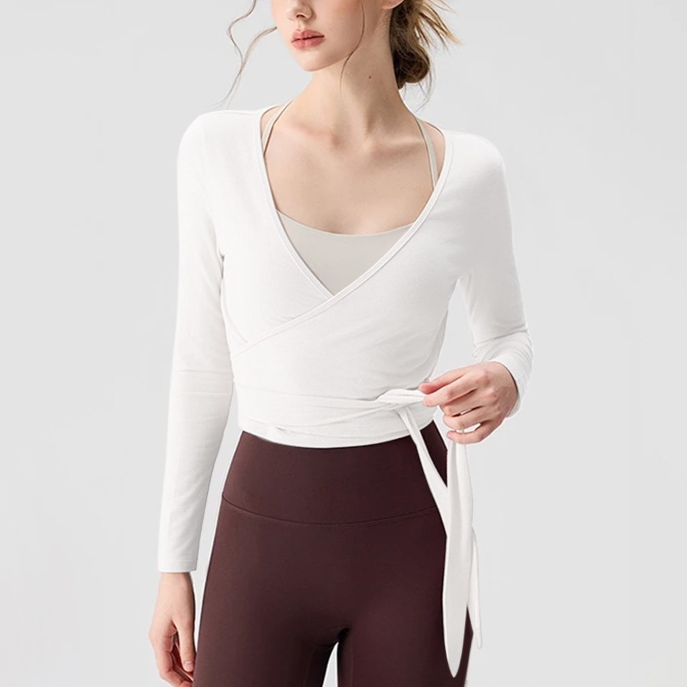 สปอร์ตแองเจิลผู้หญิง ดีไซน์ลึก ระบายอากาศดี เหมาะสำหรับโยคะ เต้นรำ พิลาทิส - รูปที่ 6