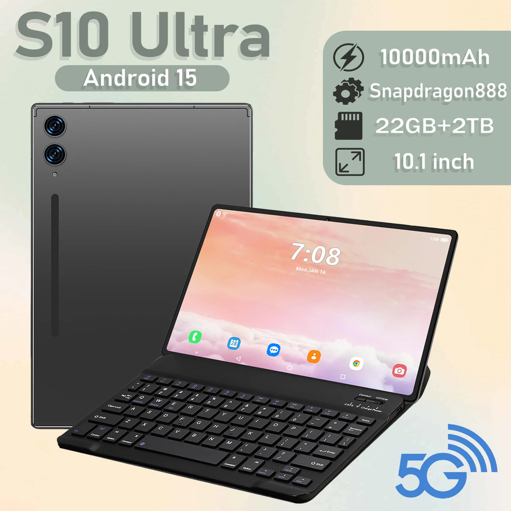2025 ใหม่ S10 Ultra แท็บเล็ต Android 15 22gb + 2tb Tablette 10.1 นิ้วแท็บเล็ตPC Wifi Global Version 
