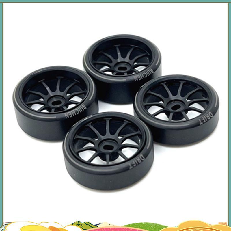 4 ชิ้นพลาสติกแข็ง Drift ยาง Tyre ขอบล้อโลหะสําหรับ Wltoys 284131 K969 K989 P929 Mini-Z 1/28 RC รถอะไ