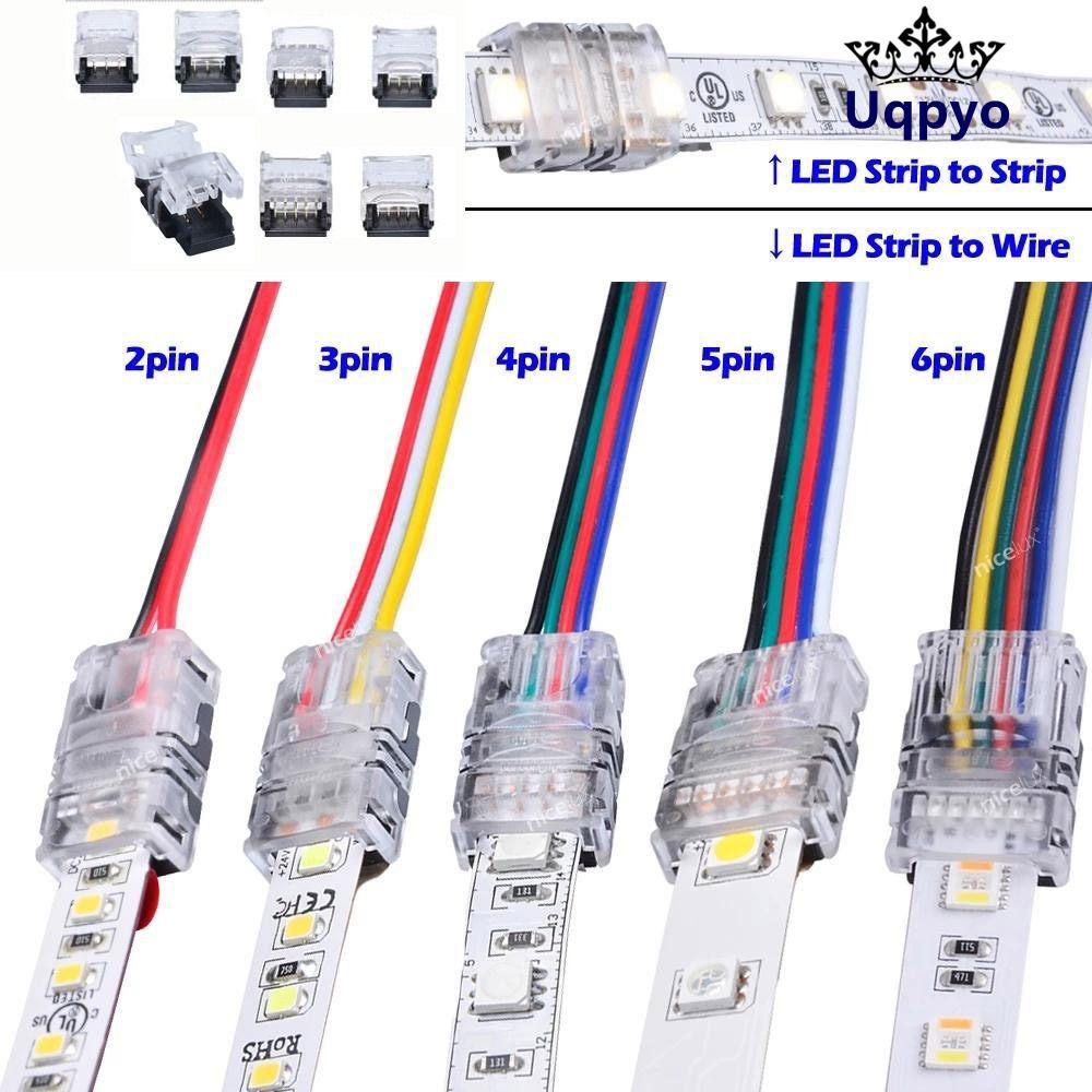 UQPYO LED Strip Connector 4pin 5pin 6pin Terminal Splice สําหรับ RGBW RGBWW 3528 การเชื่อมต่อสายไฟ