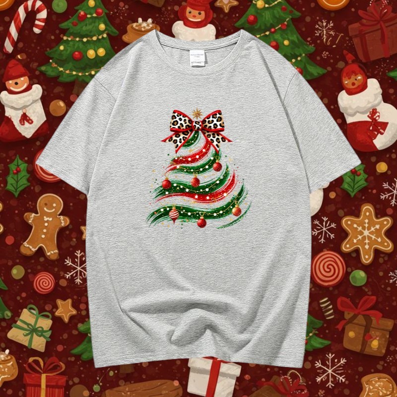 MKL พร้อมส่งในไทย เสื้อยืดคอกลม แขนสั้น พิมพ์ลายต้นศริสมาสMerry Christmas ผ้ายืดใส่สบาย #9744 ราคา ถูกที่สุด ดีลบีเคเค แกลเลอรีภาพที่ 5