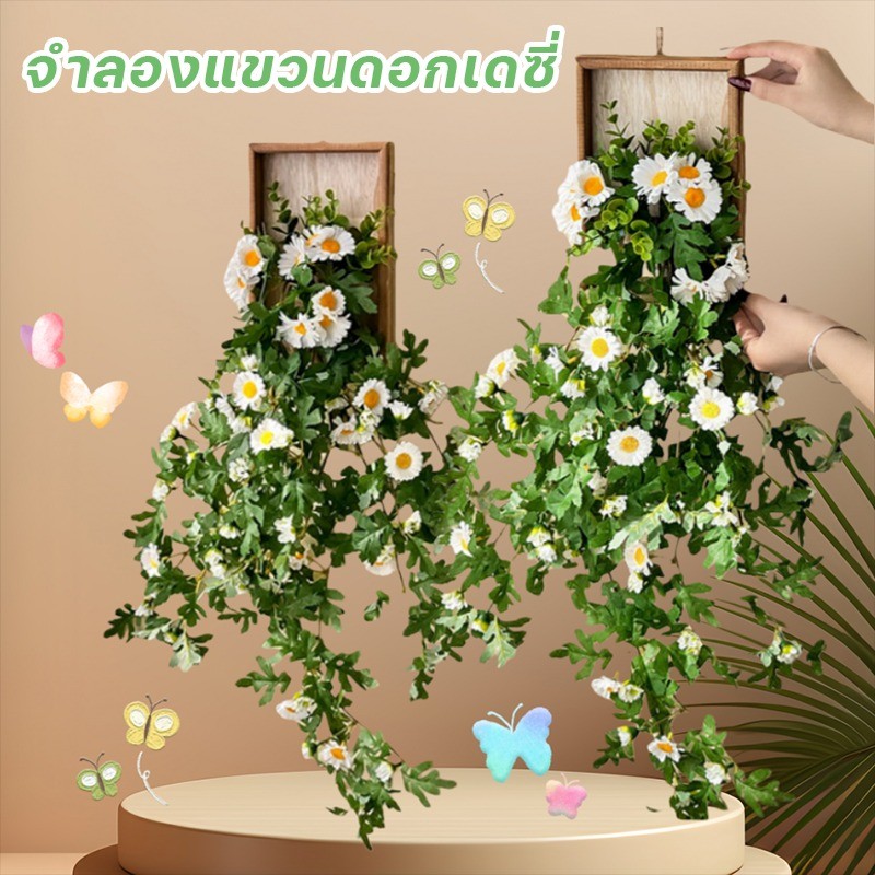 จำลองแขวนดอกเดซี่ สไตล์ยุโรปเหนือ ตก แต่งผนังดอกเดซี่ขนาดเล็ก ดอกไม้ปลอมแมน ความเรียบง่าย การตกแต่งบ้าน