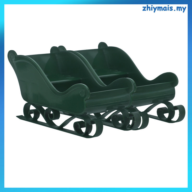 2 ชิ้นตกแต่งตกแต่งคริสต์มาสตกแต่งเลื่อนตะกร้า 13.00X6.50X5.20 ซม.สีเขียว zhiymais