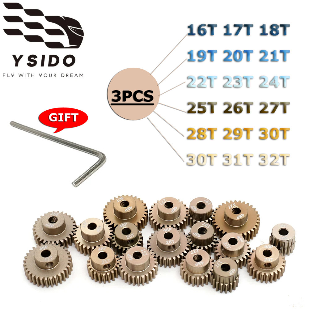 3PCS 48P โลหะ Pinion มอเตอร์เกียร์ 16T- 32T 3.175 มม.สําหรับ Traxxas Arrma HSP HPI AXIAL Tamiya Losi 1/10 RC รุ่นอะไหล่รถยนต์