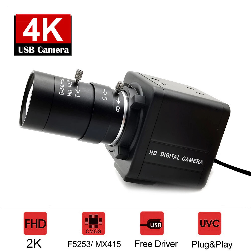 [HOT]อุตสาหกรรม 4k 8mp Imx415 เว็บแคม Usb 30fps ความเร็วสูง 2k 4mp F5253 กล้อง Usb พร้อมเลนส์ Varifocal/fied Cs Otg Uvc ปลั๊ก