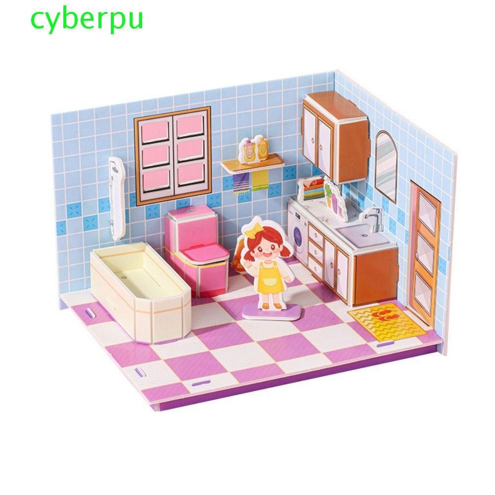 CYBERPULSE 3D Room Model Puzzle Toys, 3D Model Kitchen 3D Room Cardboard, Paper Craft Bedroom Living