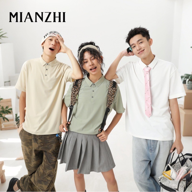 MIANZHI 🌟 ส่งจากกรุงเทพฯ 🌟 унисекс POLOแขนสั้น ผ้าไหมน้ำแข็งเสื้อโปโล เสื้อคอปก ไม่ต้องรีดเสื้อยืดผู