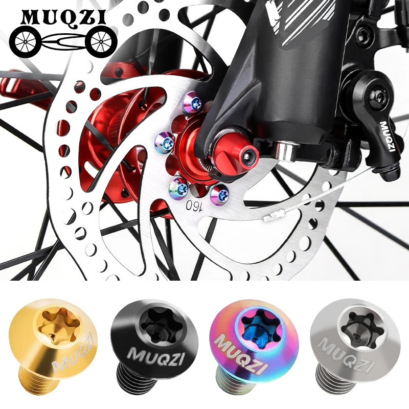 MUQZI 6PCS Titanium Screw Ultralight Bike M5 X 10mm Disc Brake Rotor Screw MTB Rotor Bolts Bicycle A