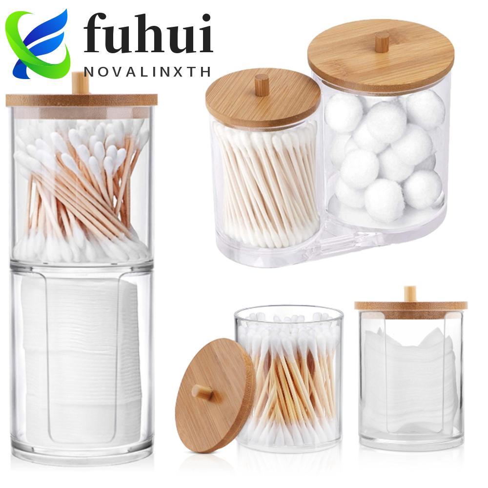 FUHUI Qtips ผู้ถือเครื่องสําอางมัลติฟังก์ชั่แต่งหน้าสําหรับอุปกรณ์ห้องน้ําคอนเทนเนอร์เครื่องประดับห้