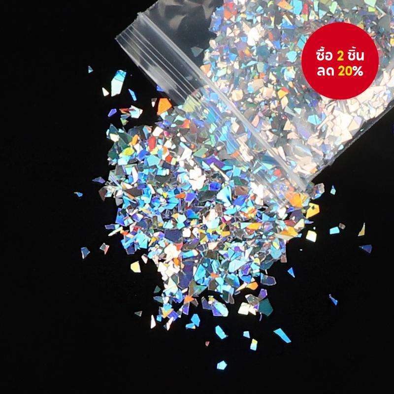 10g/bag เลเซอร ์ ขนาดใหญ ่ Fragments Glitter สี PET Phantom สีโพลาไรซ ์ ไม ่ สม ่ ําเสมอเลื ่ อมเล ็ บวัสดุตกแต ่ งสําหรับอีพ ็ อกซี ่ เล ็ บบรรจุ Dye DIY Charm การออกแบบเล ็ บ